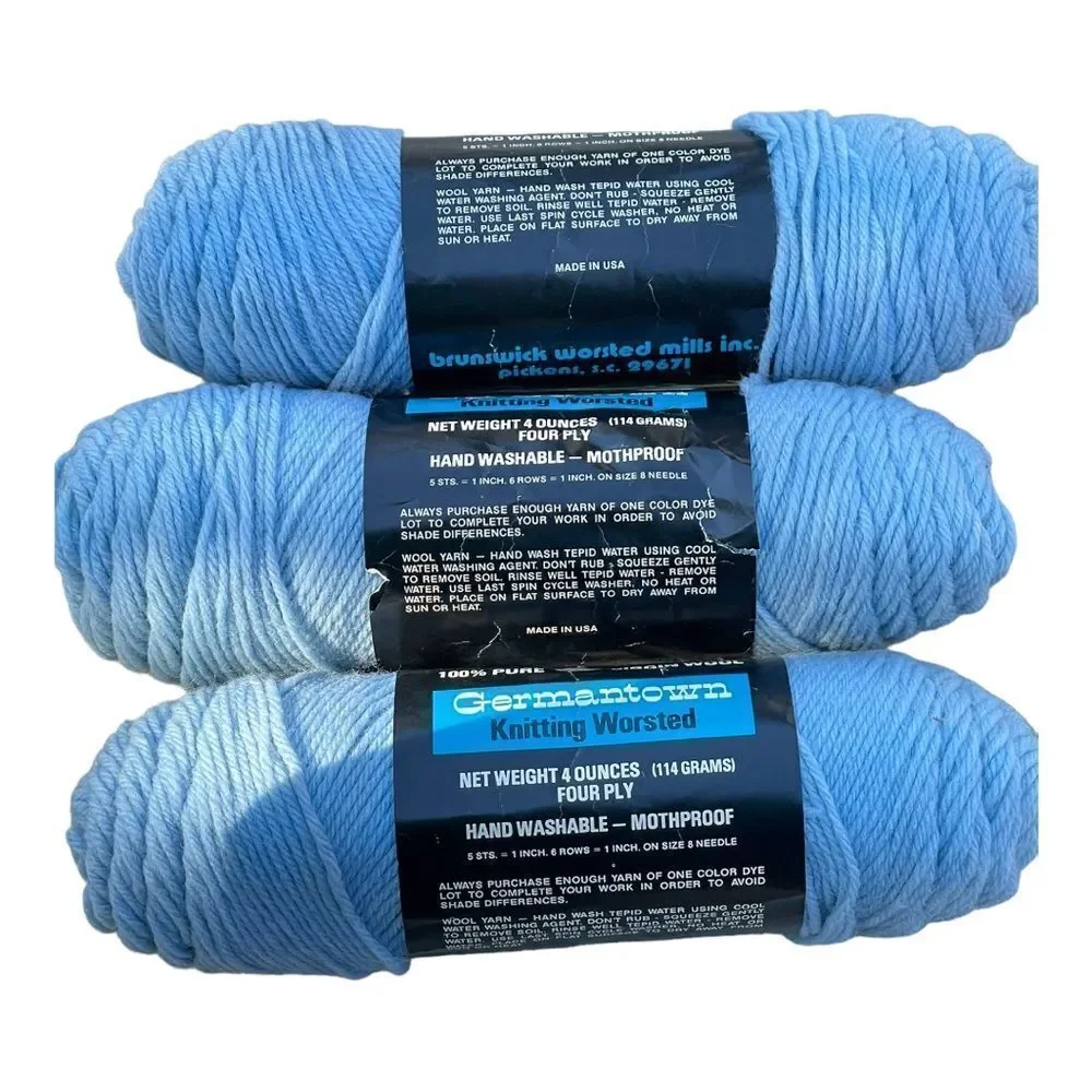 Vintage Yarns Brunswick Germantown virgin wool yarn blue NOS